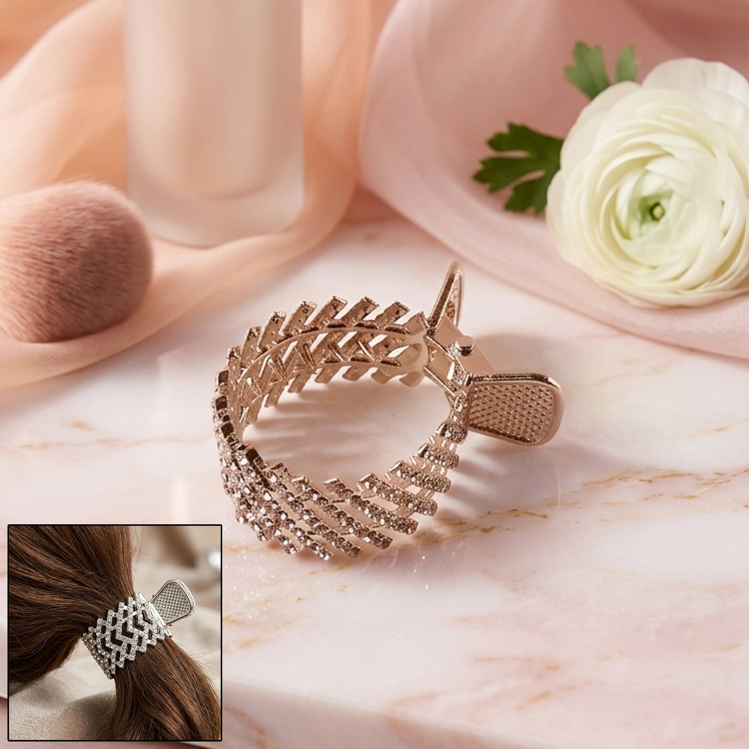 Elegant Crystal Studded Metal Hair Claw Clip (1 Pc)