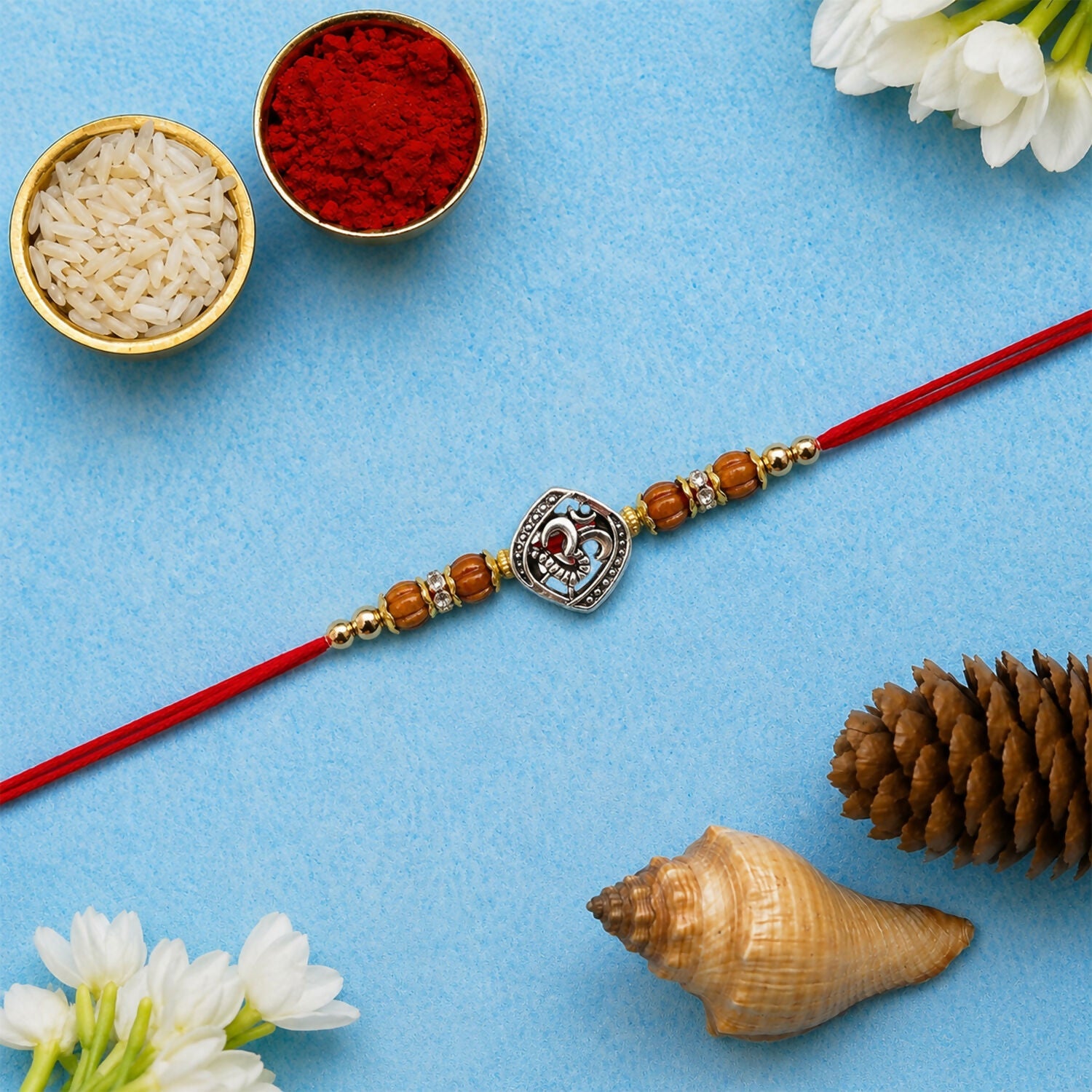 Om Rakhi Spiritual Beaded Design for Brother (10pcs)