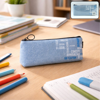 Stylish fabric zipper pencil pouch closed view