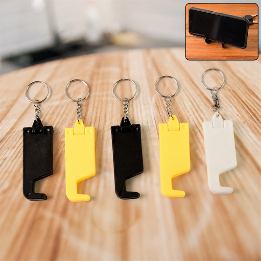 Plastic Keychain Mobile Stand – 2 in 1 Multicolor Phone Holder Set