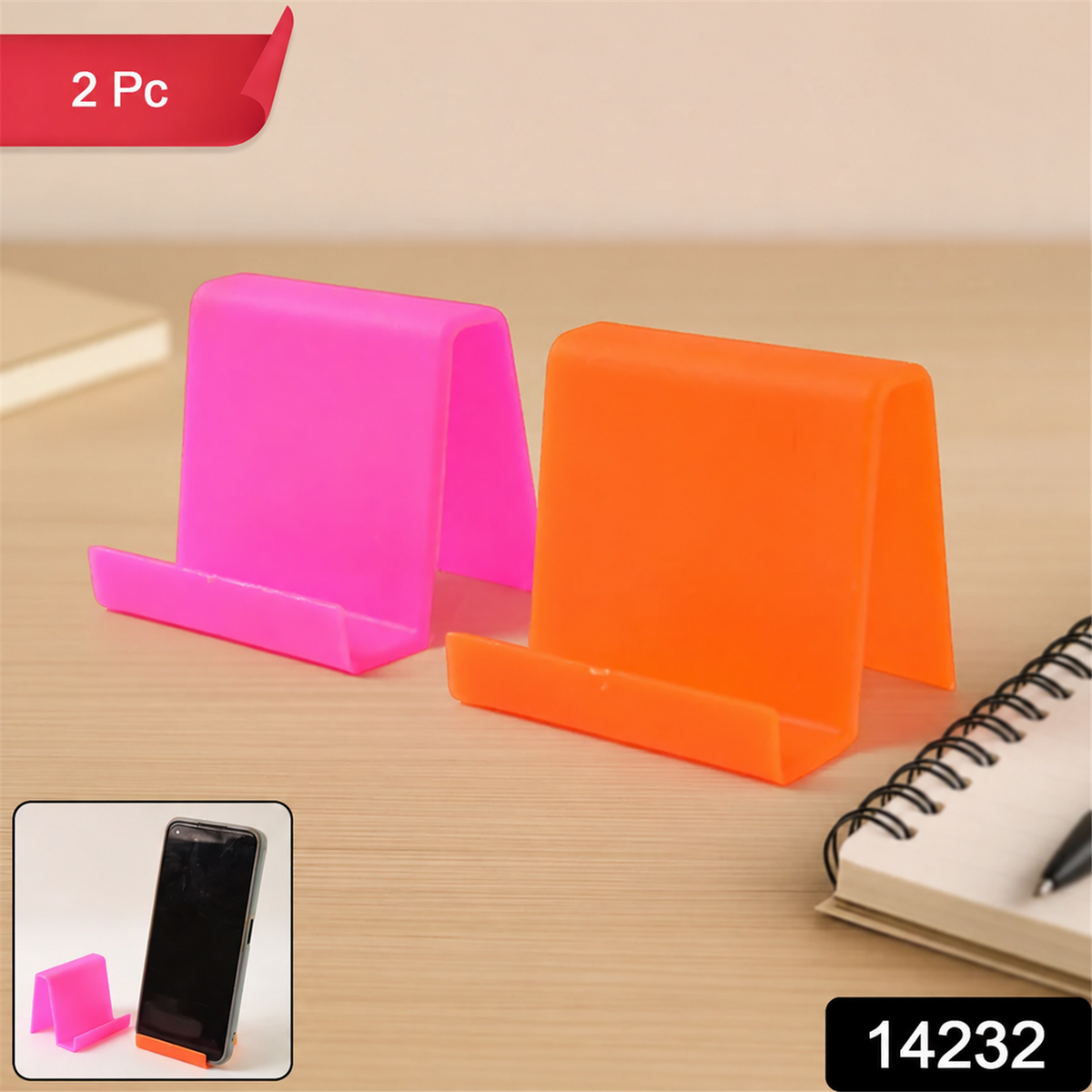 Mobile Phone Stand – Durable Plastic with Angled Support (2 Pc, Mixed Colors)