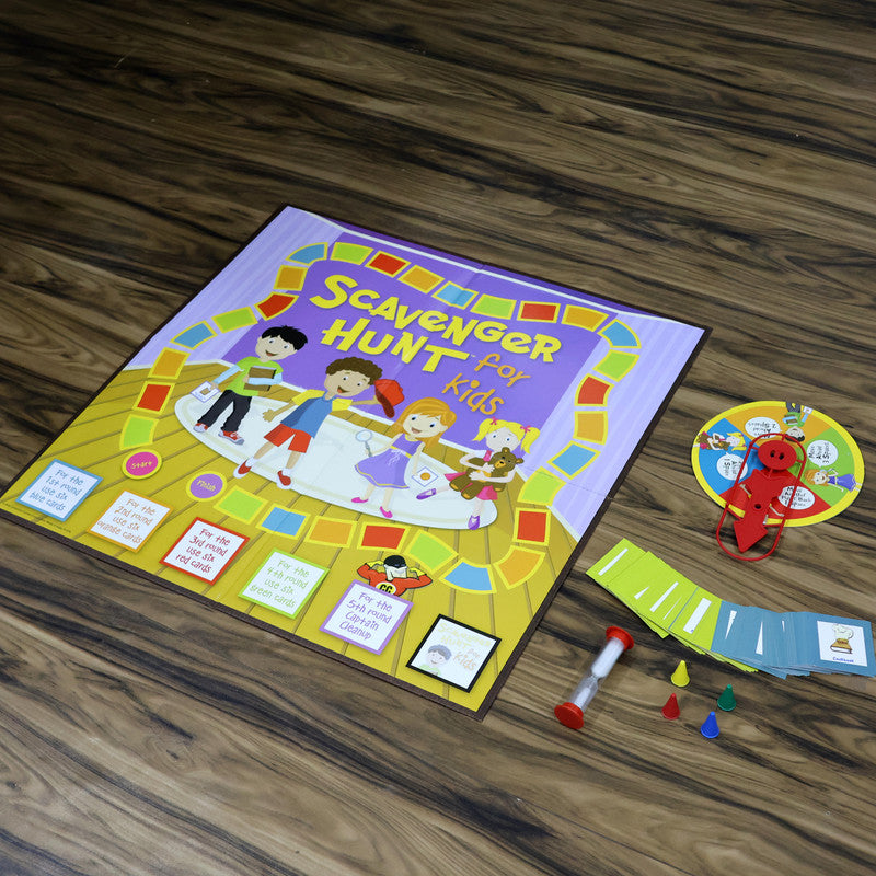 Scavenger Hunt for Kids – Fun Indoor Search and Find Board Game with Cards, Spinner, and Timer