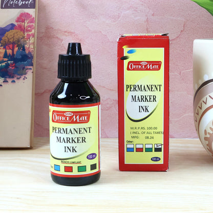 OfficeMate Permanent Marker Ink 100ml – Black, Long-Lasting Refill Ink for Permanent Markers