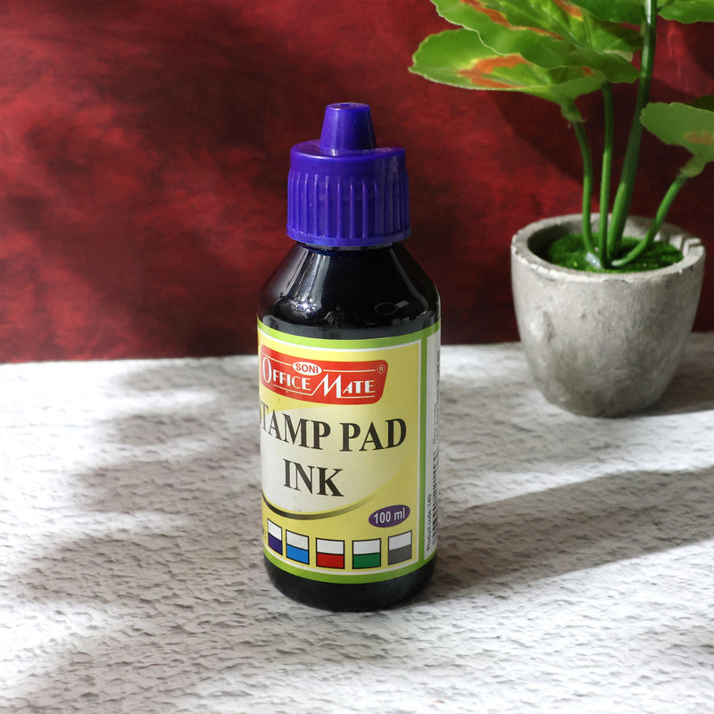 OfficeMate Stamp Pad Ink Blue – 15 ml Bottle | Fade-Resistant, Quick-Drying Refill Ink