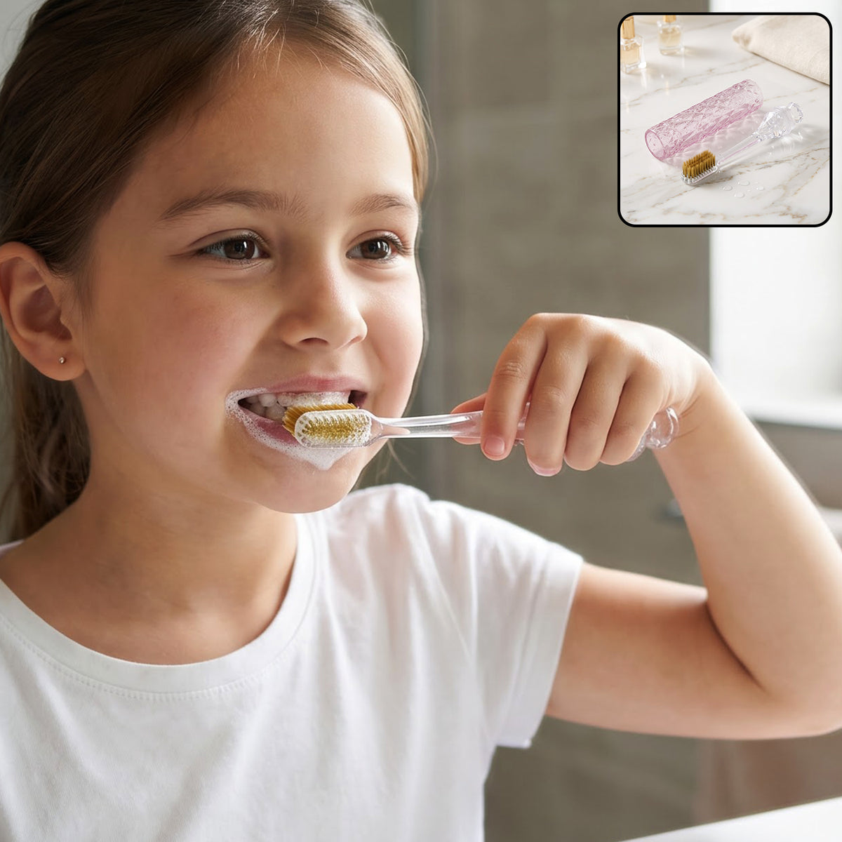 Toothbrush with protective case lifestyle image