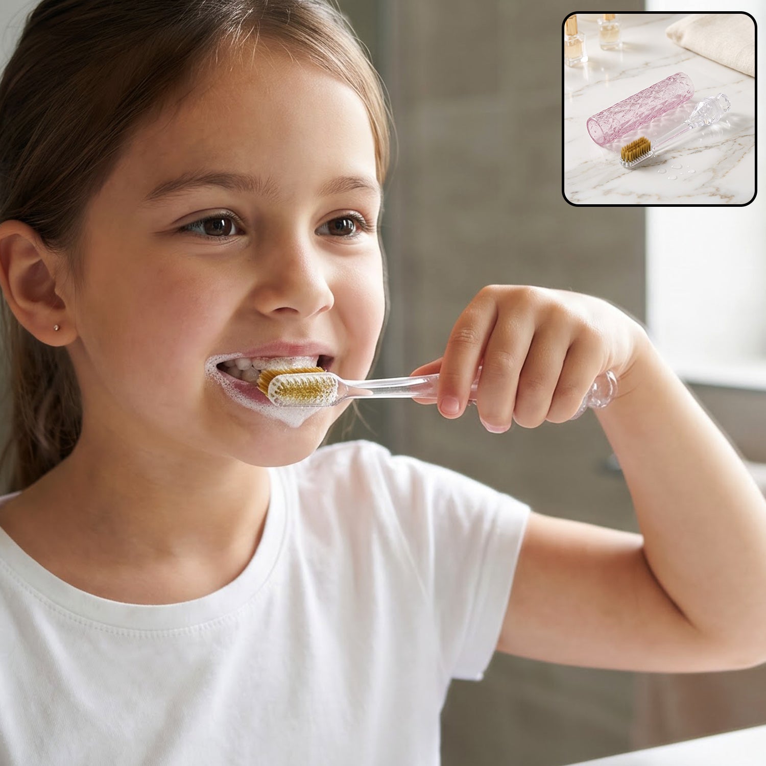 Toothbrush with protective case lifestyle image