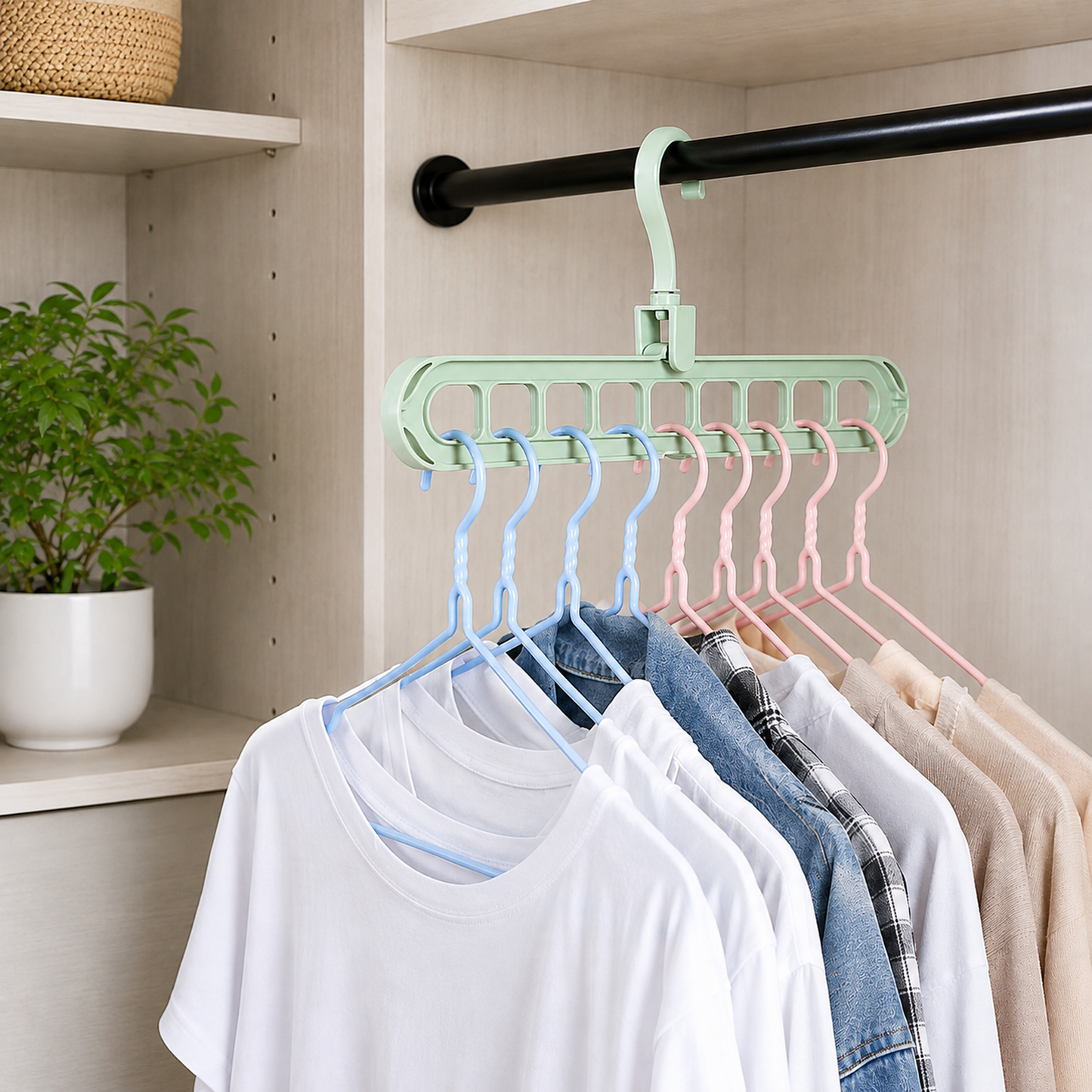 Wardrobe Organizer Hanger – Space Saving Multi-Hole Hooks | Organivo
