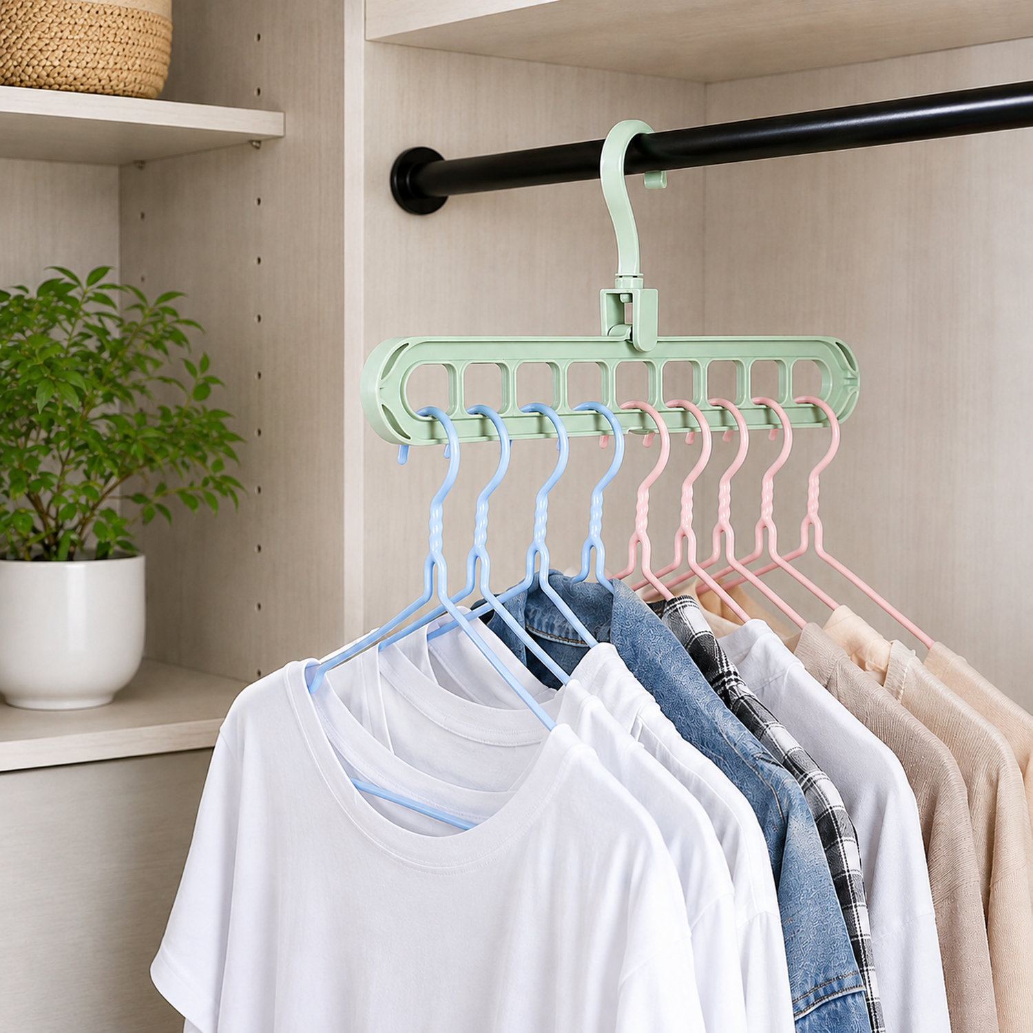 Wardrobe Organizer Hanger – Space Saving Multi-Hole Hooks | Organivo