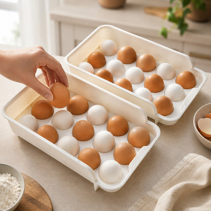 Plastic Egg Tray Set for Kitchen Stackable Fridge Egg Storage (2 Pc)