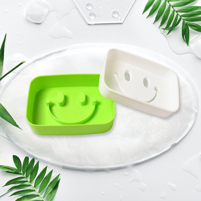 Portable Travel Home Box Cute Cartoons Smile Face Container Draining Holder Soap Dish