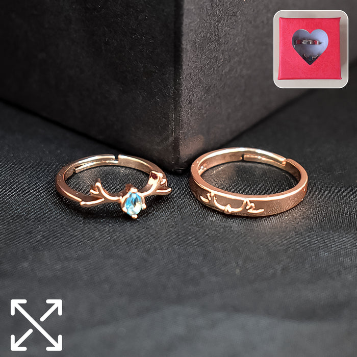 Golden Couple Rings Set with Diamond