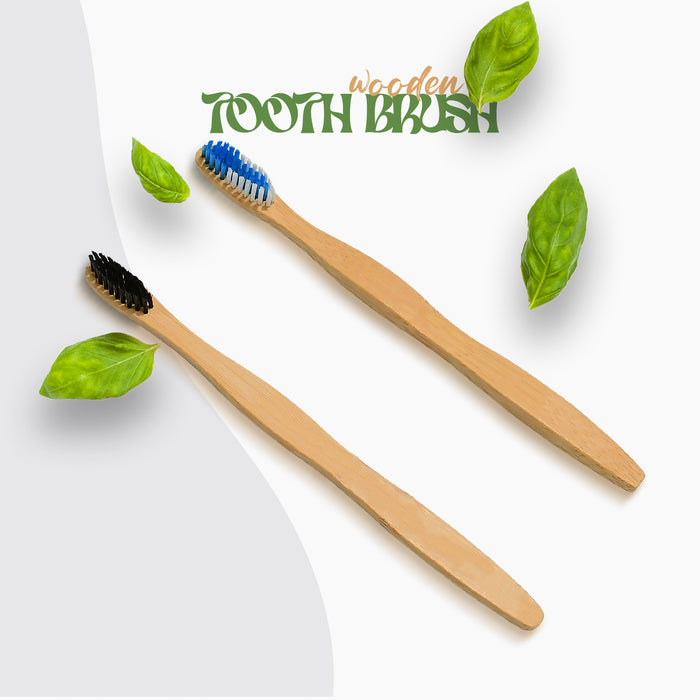 Bamboo Wooden Toothbrush Soft Toothbrush Wooden Child Bamboo Toothbrush Biodegradable Manual Toothbrush for Adult, Kids (15 pcs set / With Round Box)