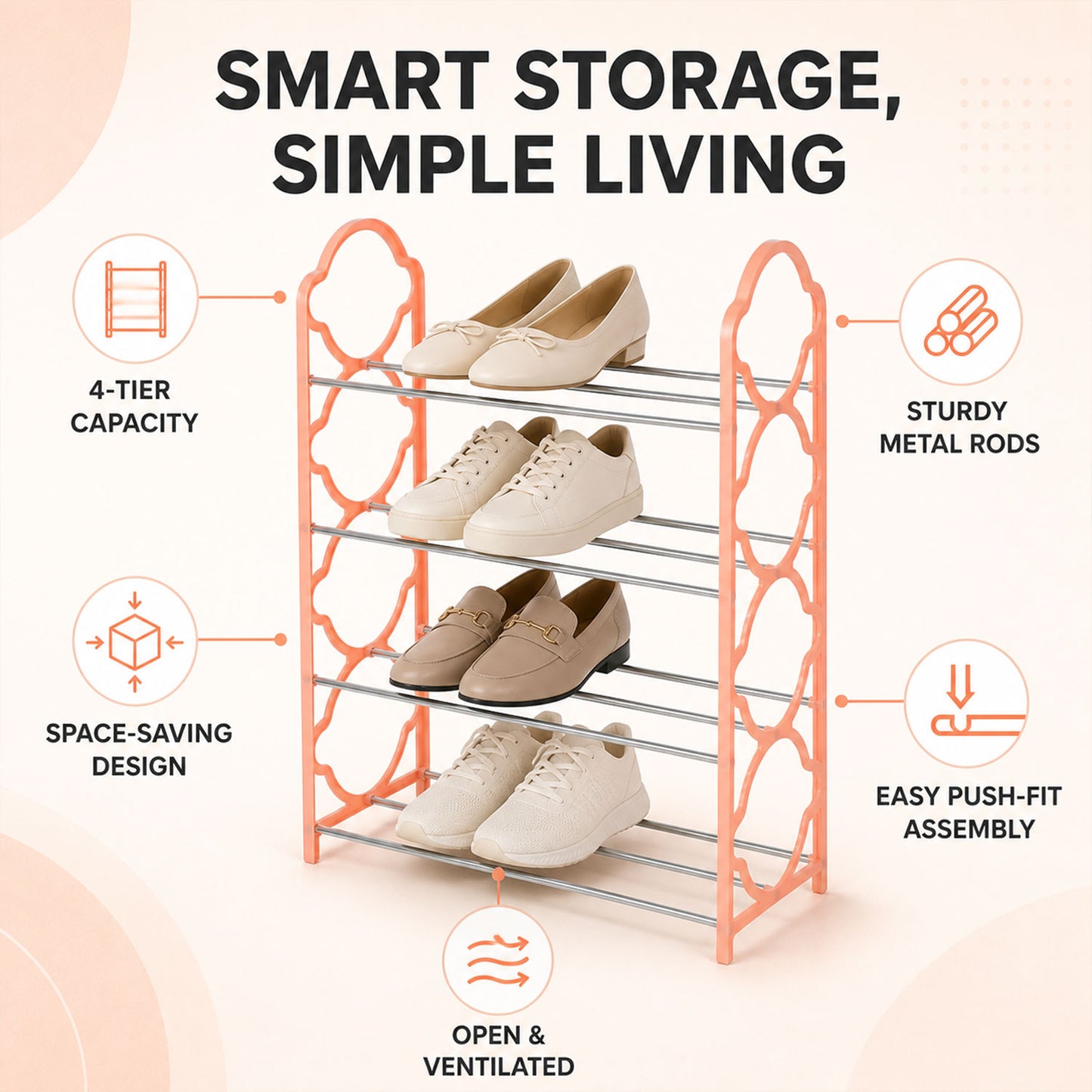 Folding Shoe Rack – 4-Layer Space Saver | DeoDap India