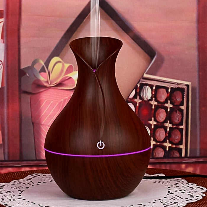 Mini Wooden Vase Pot Diffuser Cool Mist Atomization Humidifier