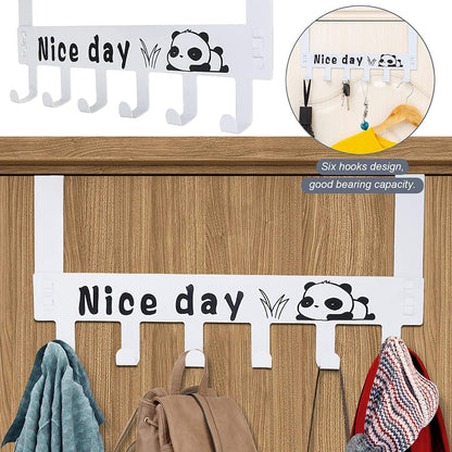 Heavy-Duty Carbon Steel Cartoon Nice Day Over Door Hook Hanger Rack, Towel Hanger, Removable Door Hook, Coat, Scarf, Cloths Hanger (1 pc / 6 Hook)