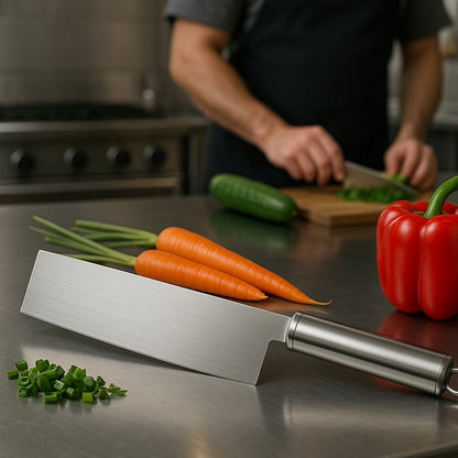 Kitchen Prep Combo – Stainless Steel Chopping Board, Kitchen Knife & Vegetable Peeler