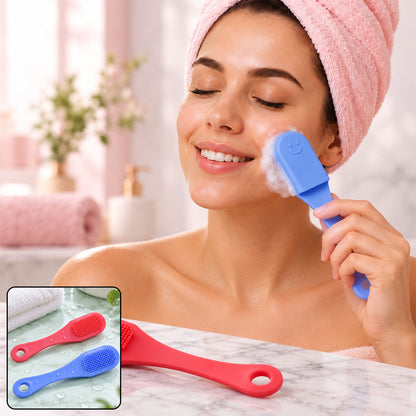 Silicone Face Cleansing Brush with Handle, Soft Facial Scrubber Set (2 Pc)