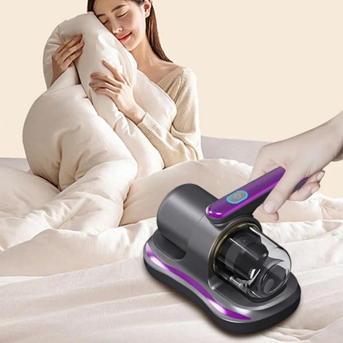 Powerful Suction Portable Handheld Vacuum Cleaner - Low Noise Vacuum Cleaner for Bed - Cordless Vacuum Cleaner for Car Seat Crevices Pillows, Mattresses, Sofas Wireless Anti Dust and Mite Cleaner