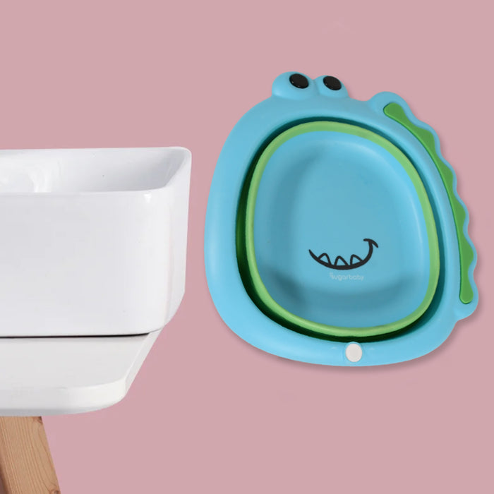 Frog Shape Wash Basin, Space Saving Multi Function Foldable Baby Wash basin Easy Clean Lightweight Thicken for Washing Face for Home (33×31Cm / 1 pc)