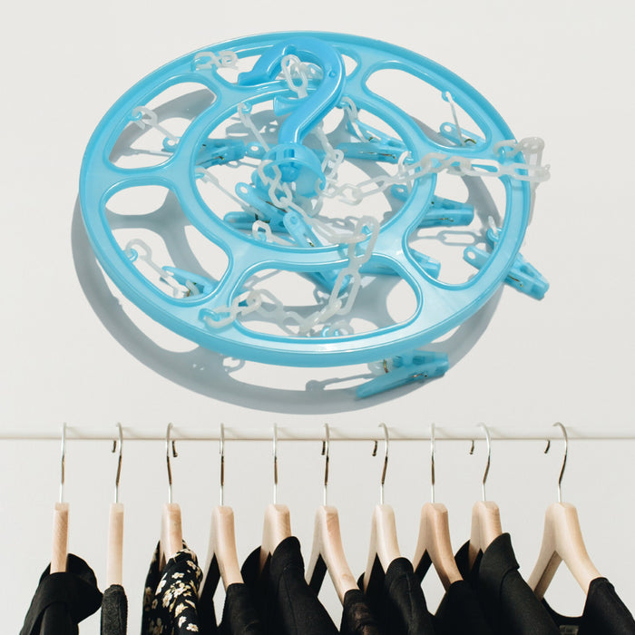 Clothespin Rack Laundry Drying Rack, Clothes Hangers with 12 Clips, Clip Hanger Drip Hanger for Drying Underwear, Baby Clothes, Socks, Bras, Towel, Cloth Diapers, Gloves