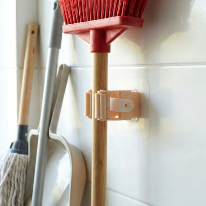 Self Adhesive Broom Holder for Wall Drill Free Mop Grip Clip (1 Pc)