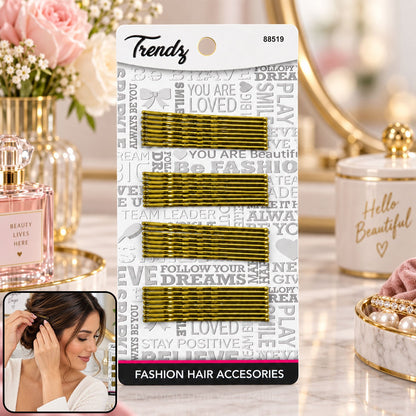 gold metal wavy hair pins set