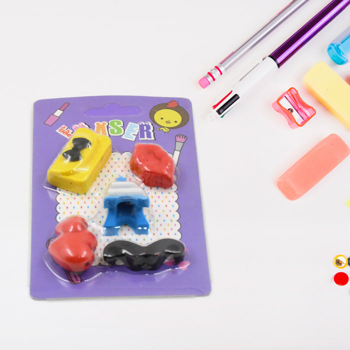 Mix Design 1 Set Fancy & Stylish Colorful Erasers for Children Different Designs & Mix, Eraser Set for Return Gift, Birthday Party, School Prize (1 Set)