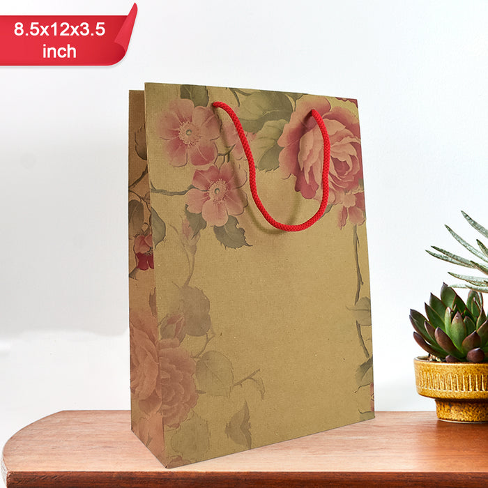 Flower Print Paper Bag (8.5x12x3.5 Inch)