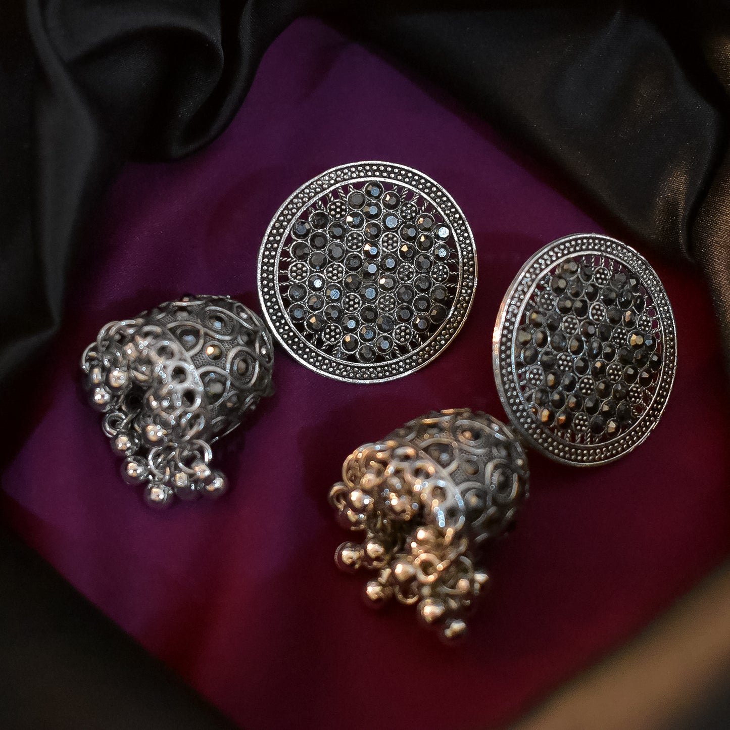 Elegant New-Style Oxidised Jumka Earrings with Intricate Craftsmanship