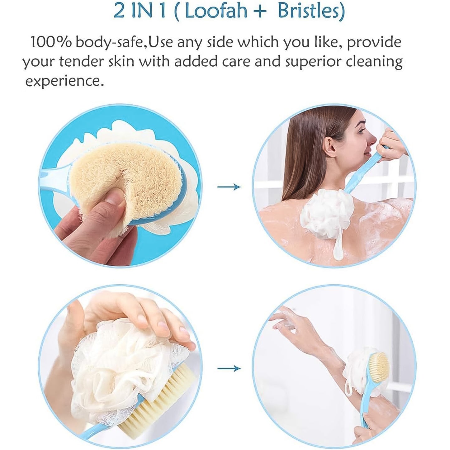 2in1 Bath Brush With Long Handle