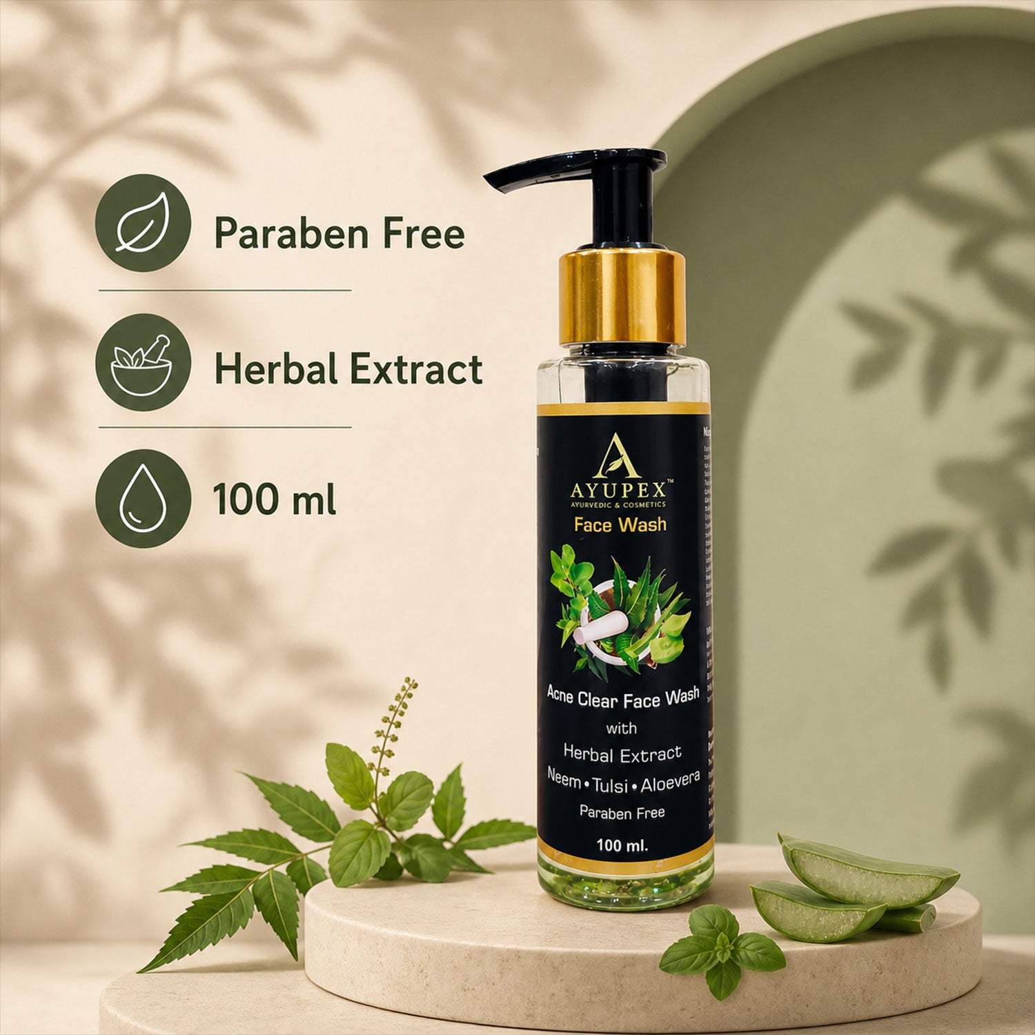 Acne Clear Face Wash – Natural Neem, Tulsi & Aloe Vera Formula
