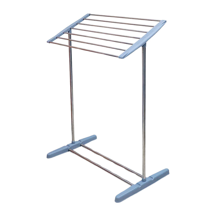 8724 Multi-Functional Single Tier Mobile Towel Foldable Rack for Cloth and Towel / Stainless Steel and Plastic Made Mobile Towel and Cloth Rack Holder Indoor / Outdoor Standing Movable Cloth Dryer Rack, Balcony Cloth Drying Stand