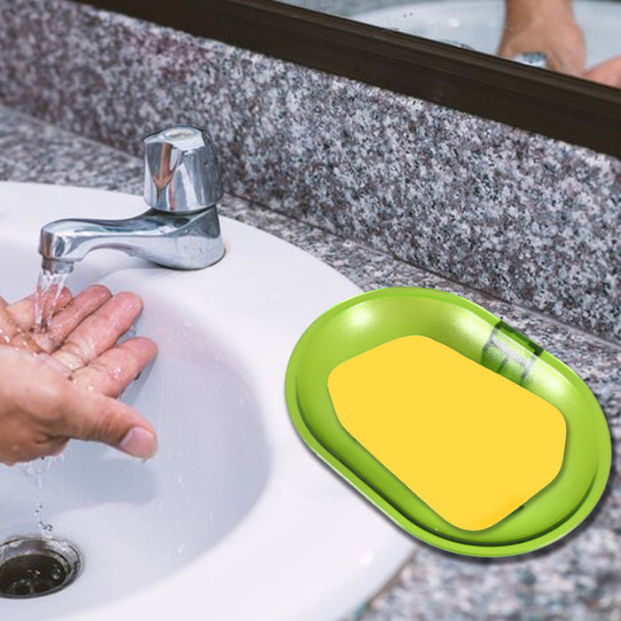 Plastic Soap Dish Holder for Bathroom Shower Wall Mounted Self Adhesive Soap Holder Saver Tray-Plastic Sponge Holder for Kitchen Storage Rack Soap Box, Bathroom