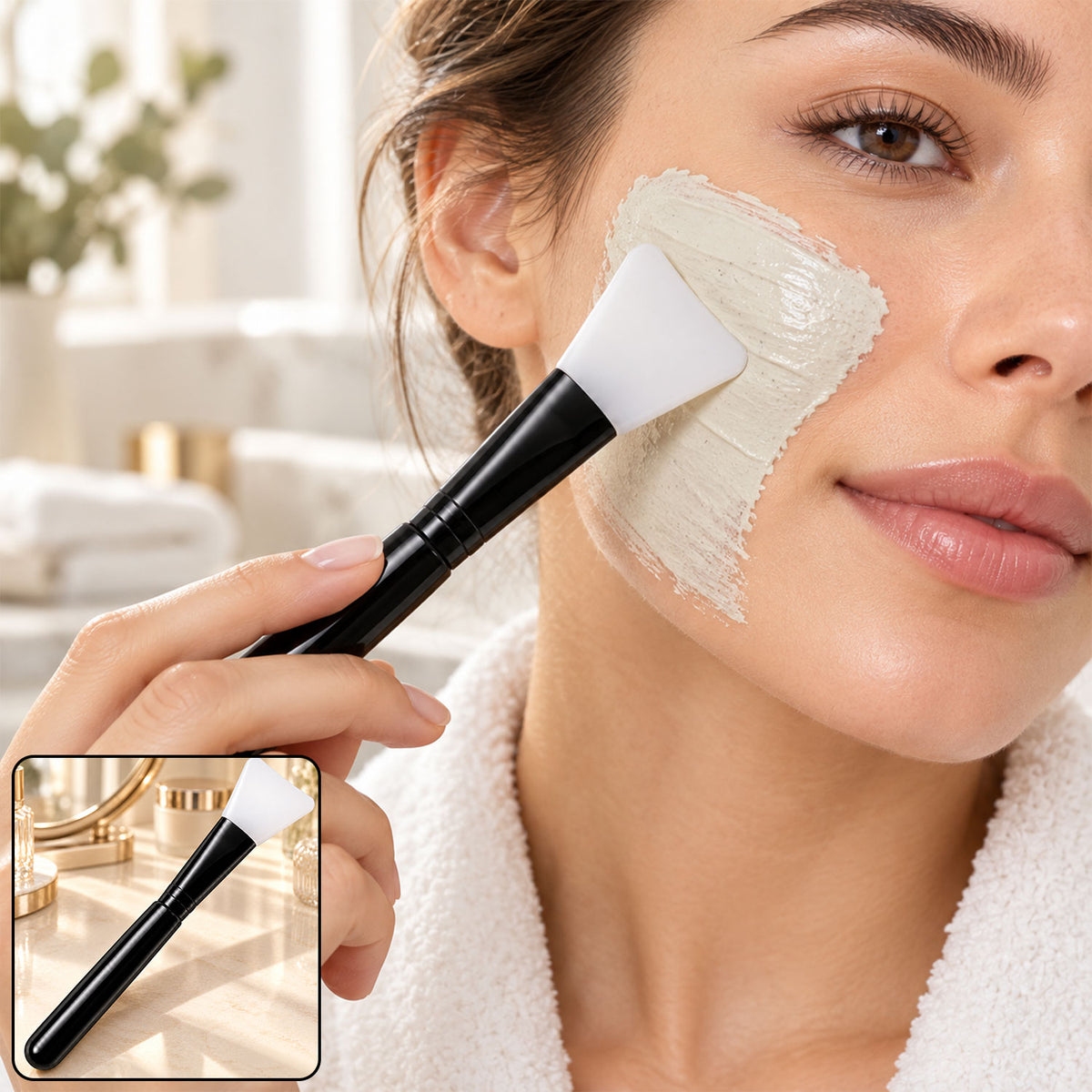 Silicone Face Mask Brush with Flexible Head for Even Skincare Application (1 Pc)