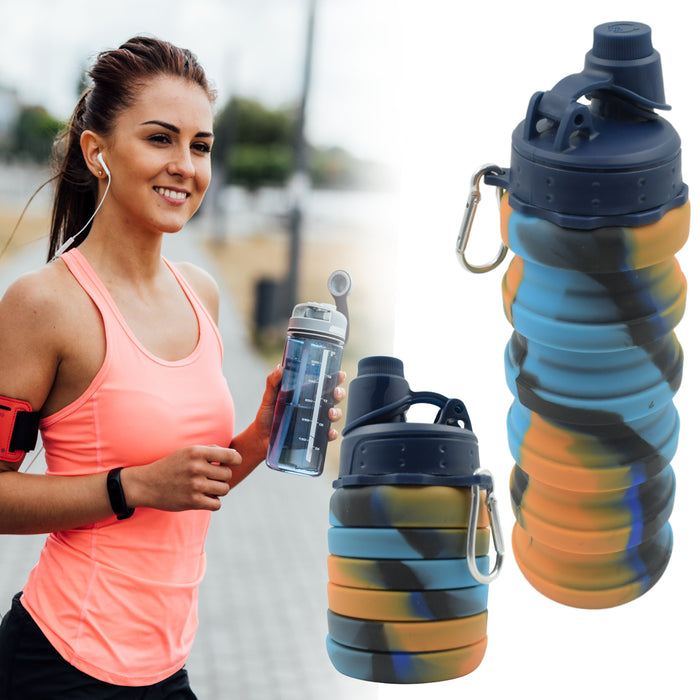 Foldable Water Bottle, Silicone Leak Proof Portable Sports Travel Water Bottle for Outdoor, Gym, Hiking (1 Pc / 24 cm Foldable)