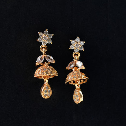 Elegant Floral Drop CZ Stone Earrings for Women