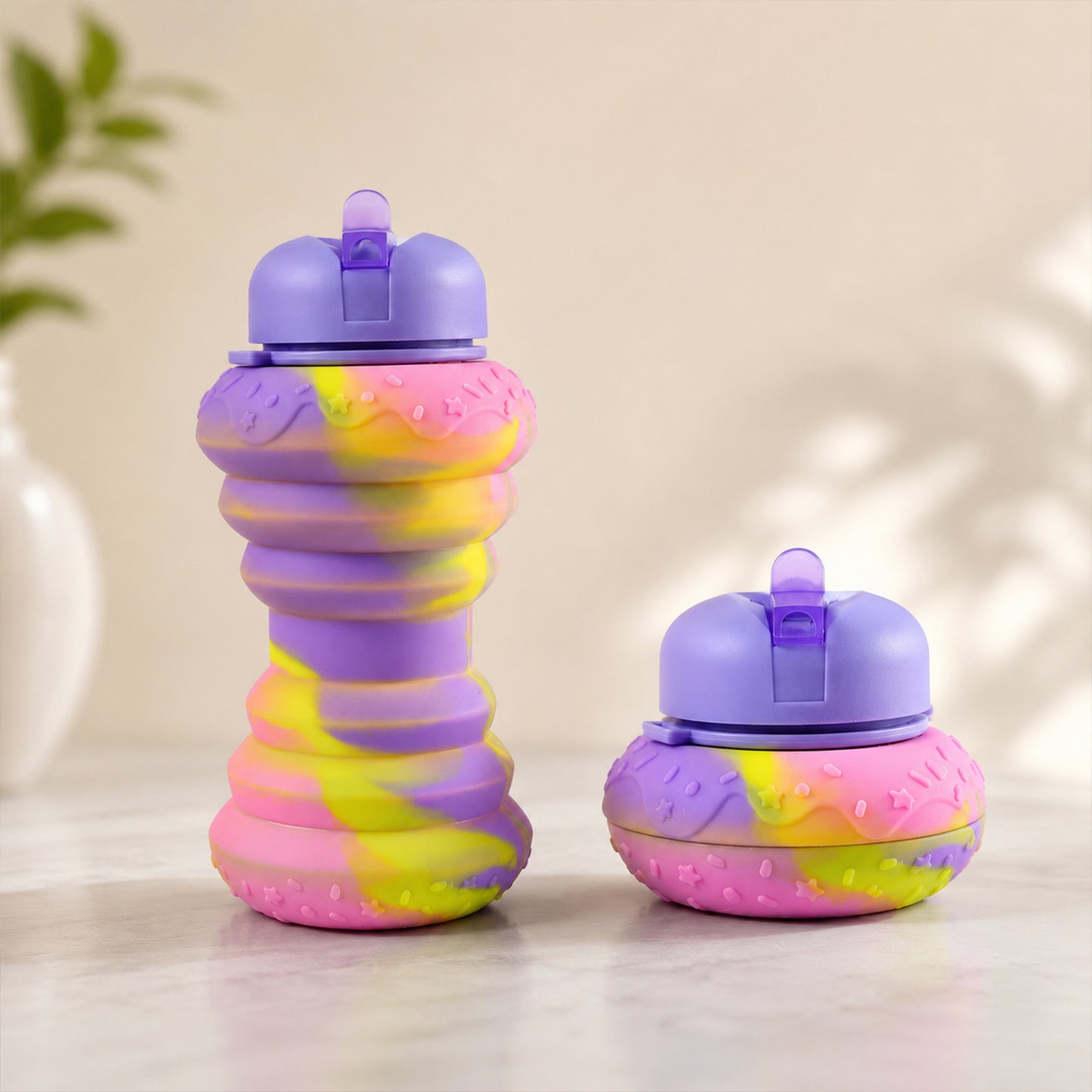 Silicone water bottle with soft grip body