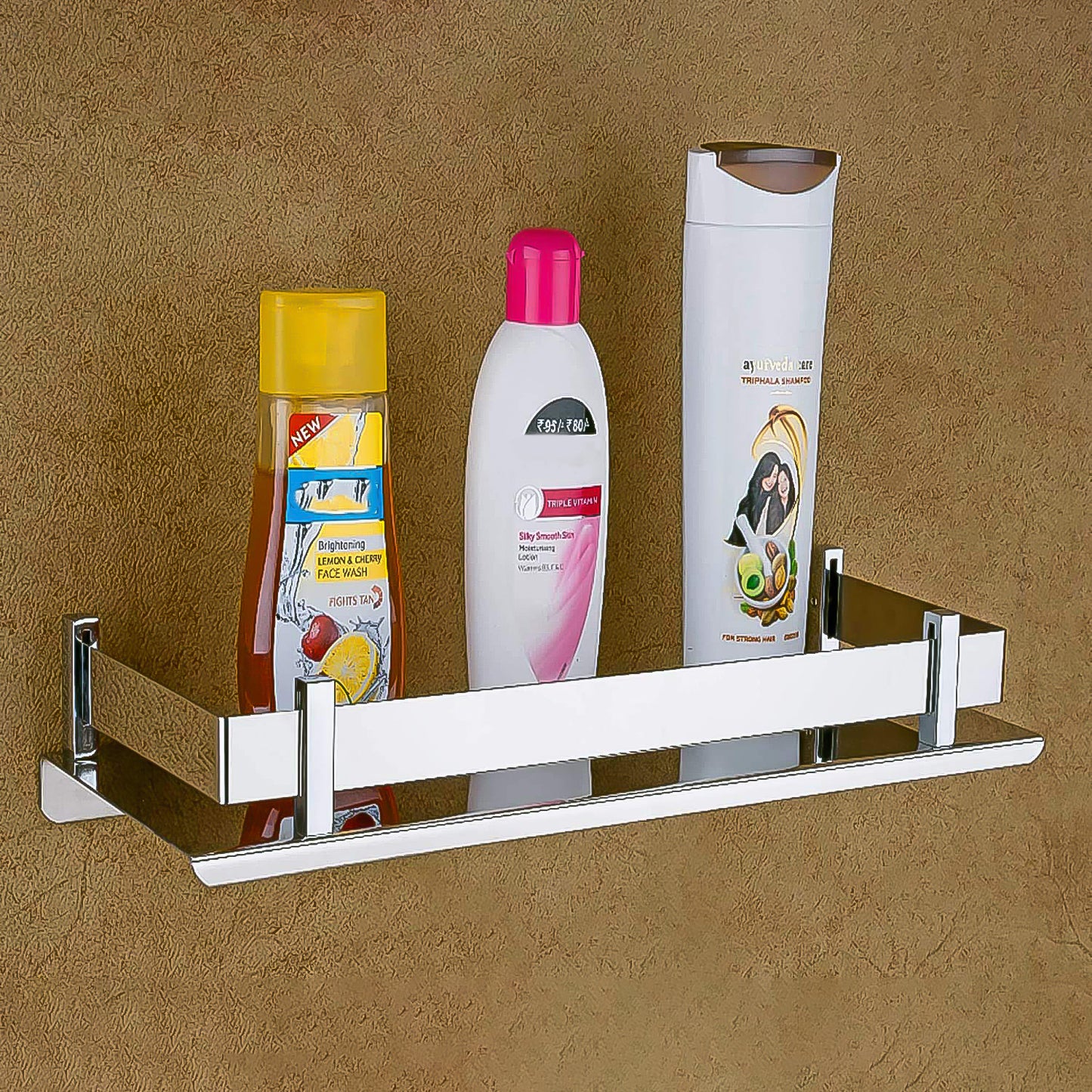 Stainless Steel Wall Mounted Washroom Rack - Single Layer Multipurpose Cabinet