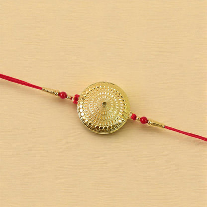 Variety of gold accent rakhis in the festive Raksha Bandhan set for brothers