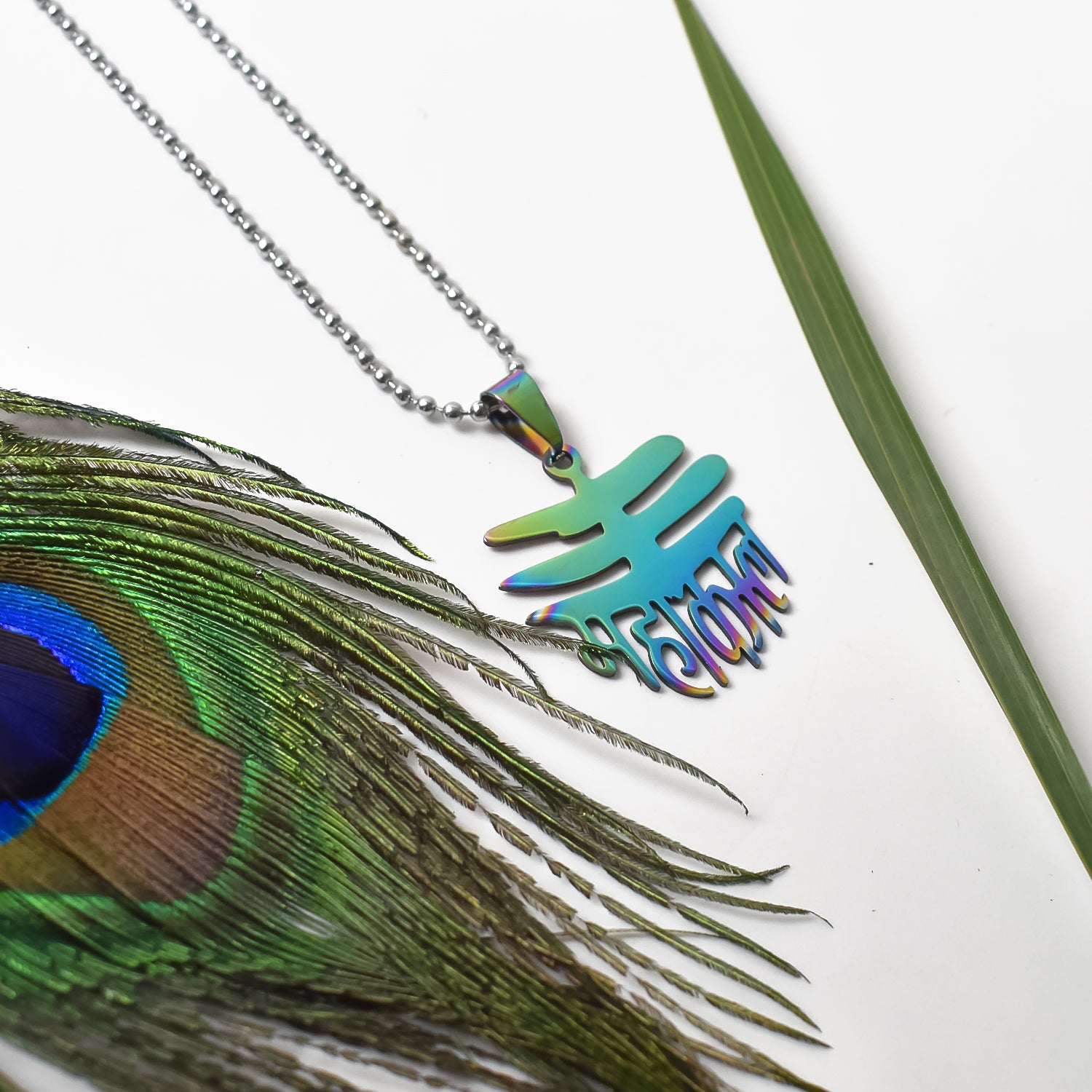 Stainless Steel Colourful Mahakaal Pendent Chain Necklace (1 Pc)