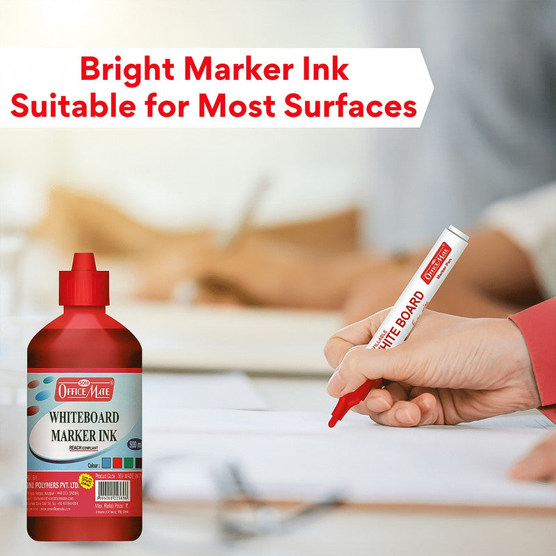 Office Mate Whiteboard Marker Ink Refill – Red Colour (500 ml)