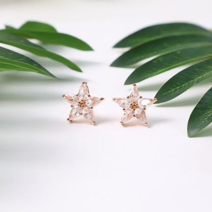 Sparkling Star-Shaped CZ Stone Stud Earrings for Women