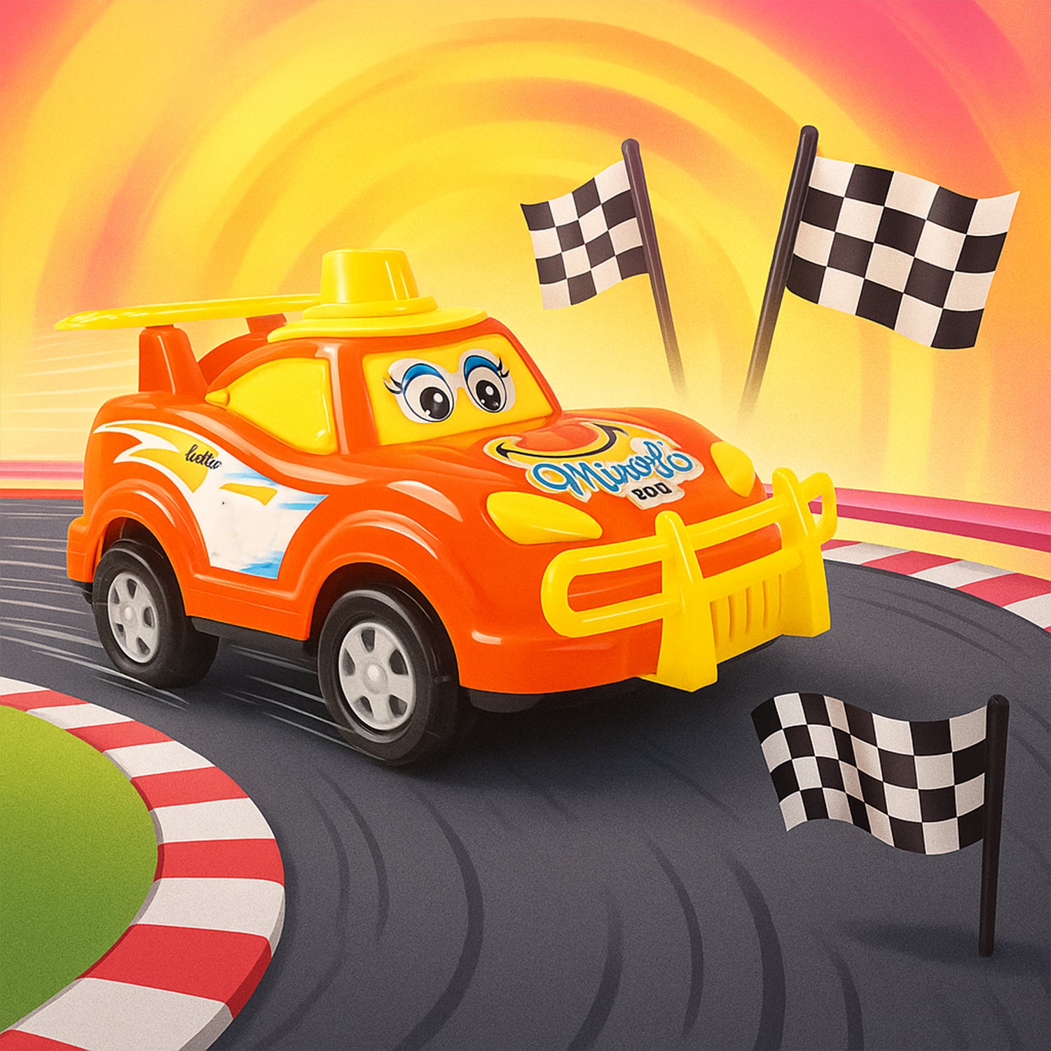 Funwoods Friction-Powered Cartoon Racing Car Toy - (1 Pc)