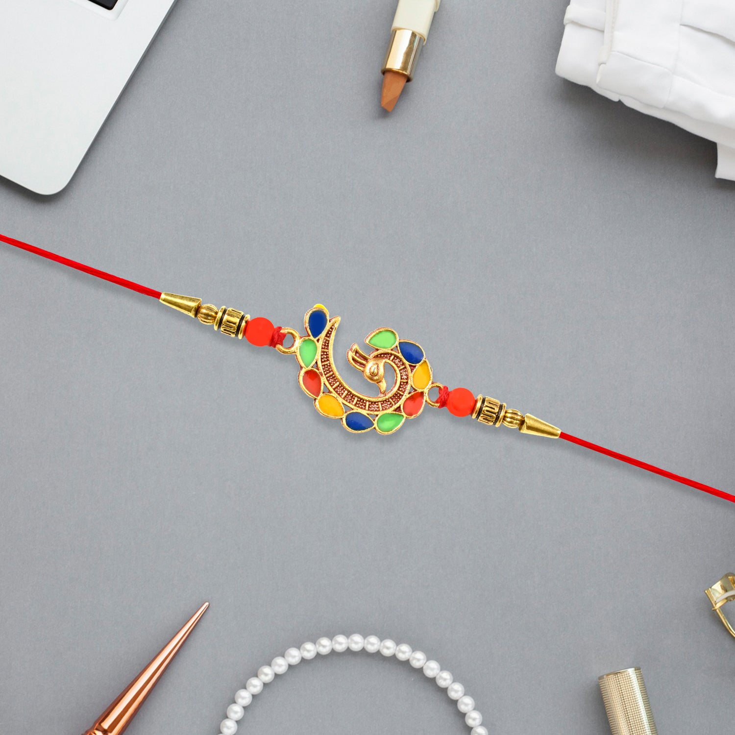 colorful peacock rakhi