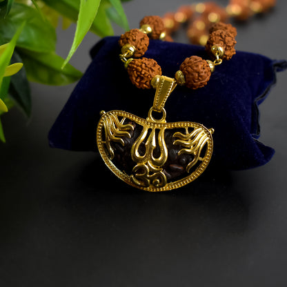 Om Pendant with Rudraksha and Trishul: Divine Protection and Blessings