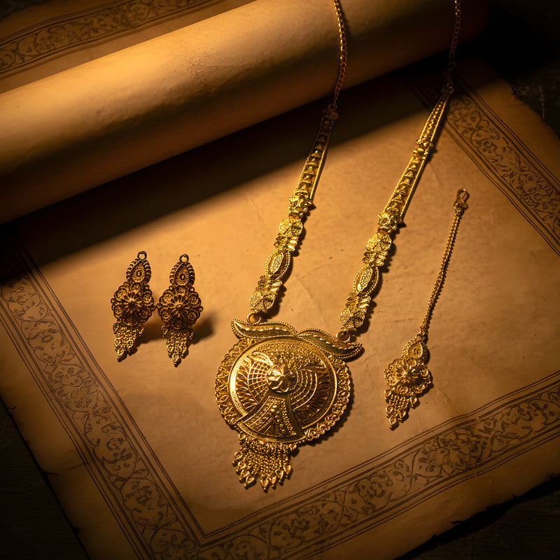 Golden Aura Regal Mandala Necklace Set – Trending Premium Bridal & Festive Jewellery