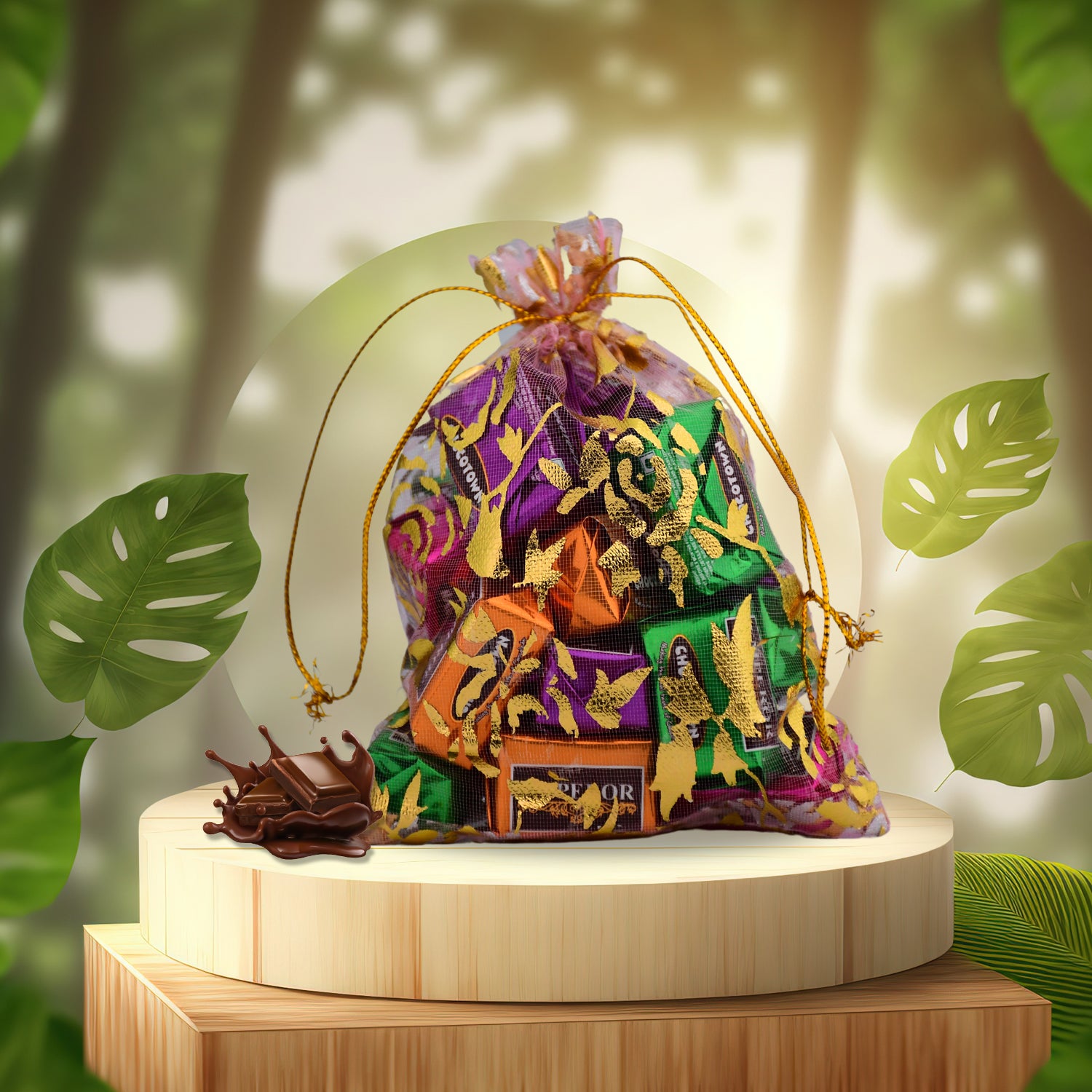 Decorative Gift Potli with 10 Premium Chocolates / Reusable Potli – Festive & Return Gift Hamper