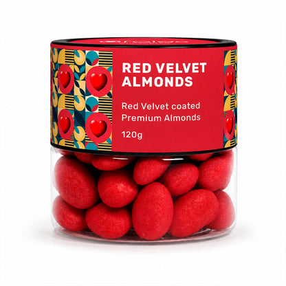 Red Velvet Almond Dragees Premium Almonds in Creamy Red Velvet Coating Treat (120g)