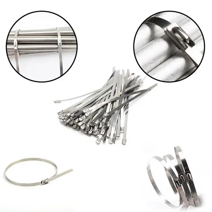 Stainless Steel Cable TIE Used for Solar, Industrial and Home Improvement Multipurpose HIGH Strength, Self-Locking Zip Ties, Multi-purpose Tie, Portable Rustproof 100Pcs Wide Application Zip Tie Set for Building ( 4.6x200MM & 4.6x100MM /  100 pcs Set)