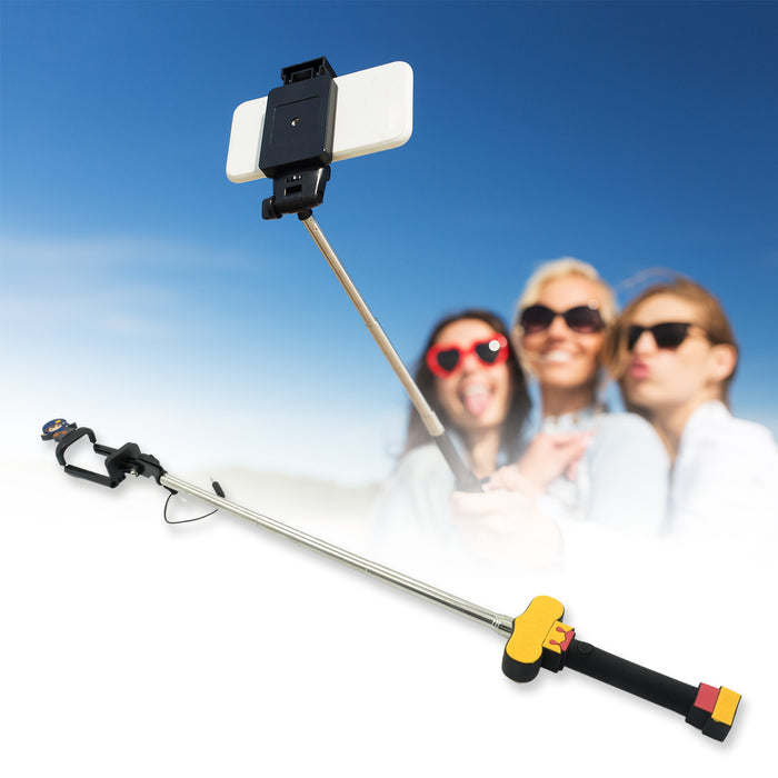 0330 Selfie Sticks Box with Aux Wire for All Smart Phones, Extendable Self Portrait Selfie Stick (1 Pc )